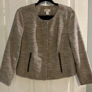 Chic Gray Zippered Blazer from Loft Size 12